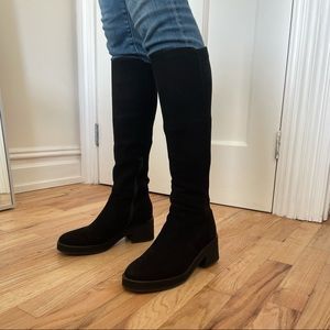 $500 Homers Artisan Black Tall Suede Winter Boots Size 36.5, Made In Spain